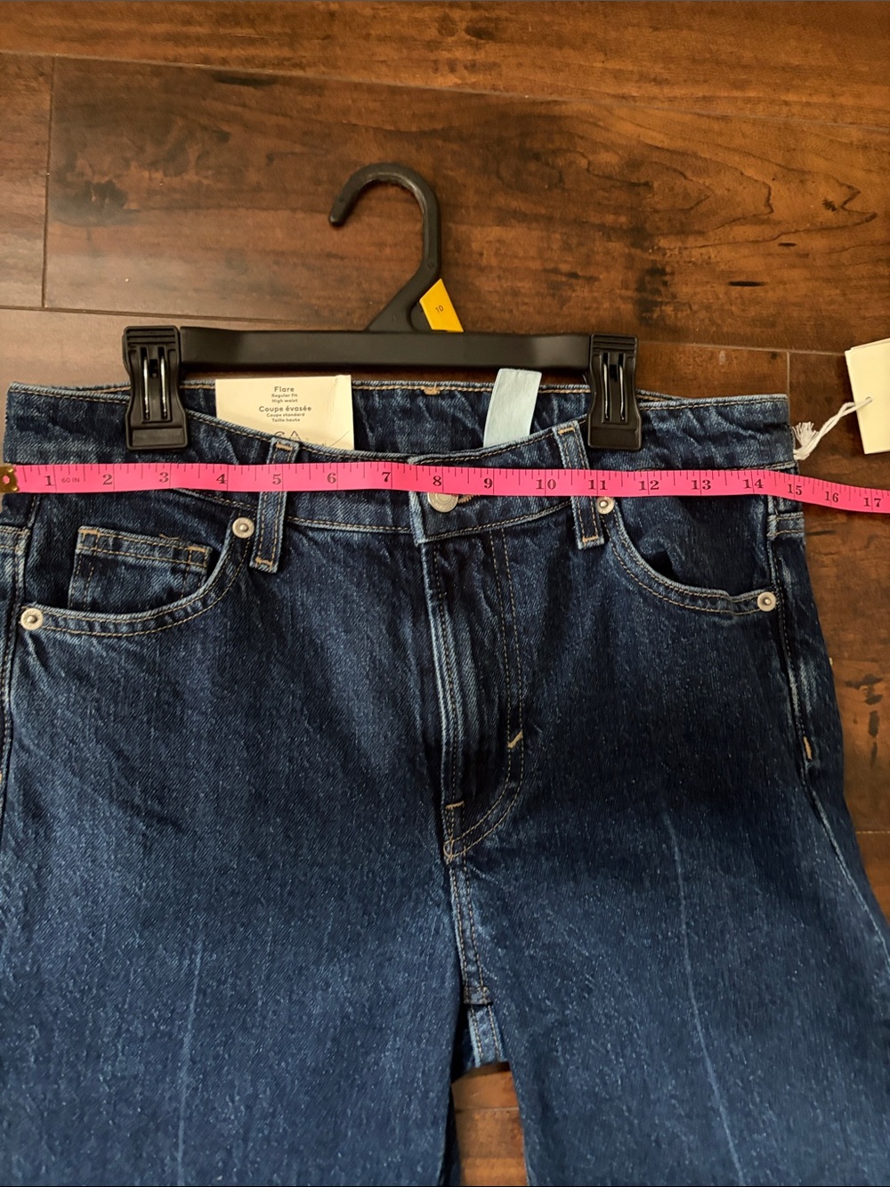 H&M Dark Blue Flare Women's Jeans Regular Fit High Waist - Picture 5 of 5